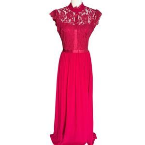 Miusol Elegant Lace Dark Red Maxi Dress Size Medium M NWT